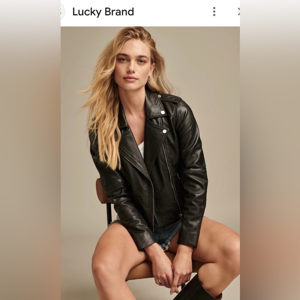 Lucky Brand Black Leather timeless jacket - Picture 2 of 16